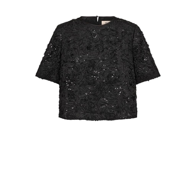 Mos Mosh, Reya Sequins Back Top, Black-Mos Mosh-Minlillebutik.dk