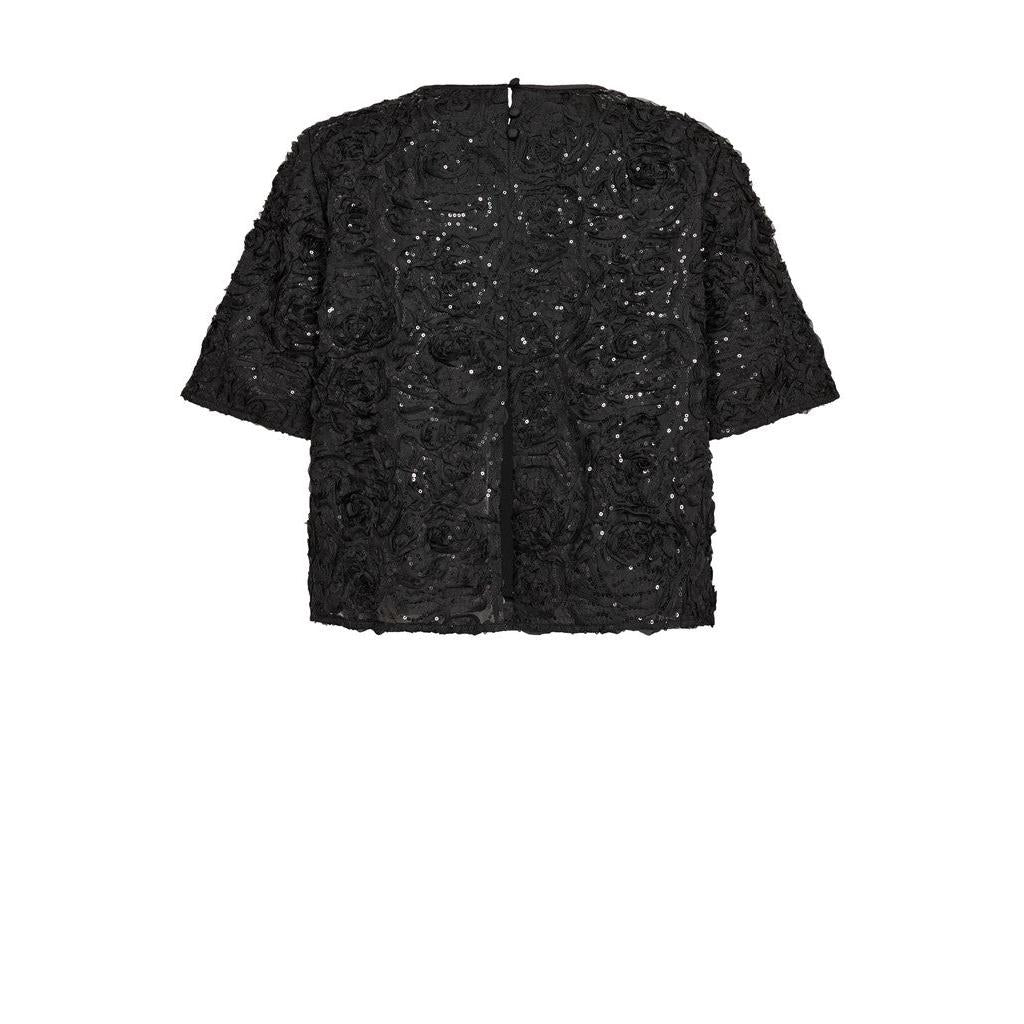 Mos Mosh, Reya Sequins Back Top, Black-Mos Mosh-Minlillebutik.dk