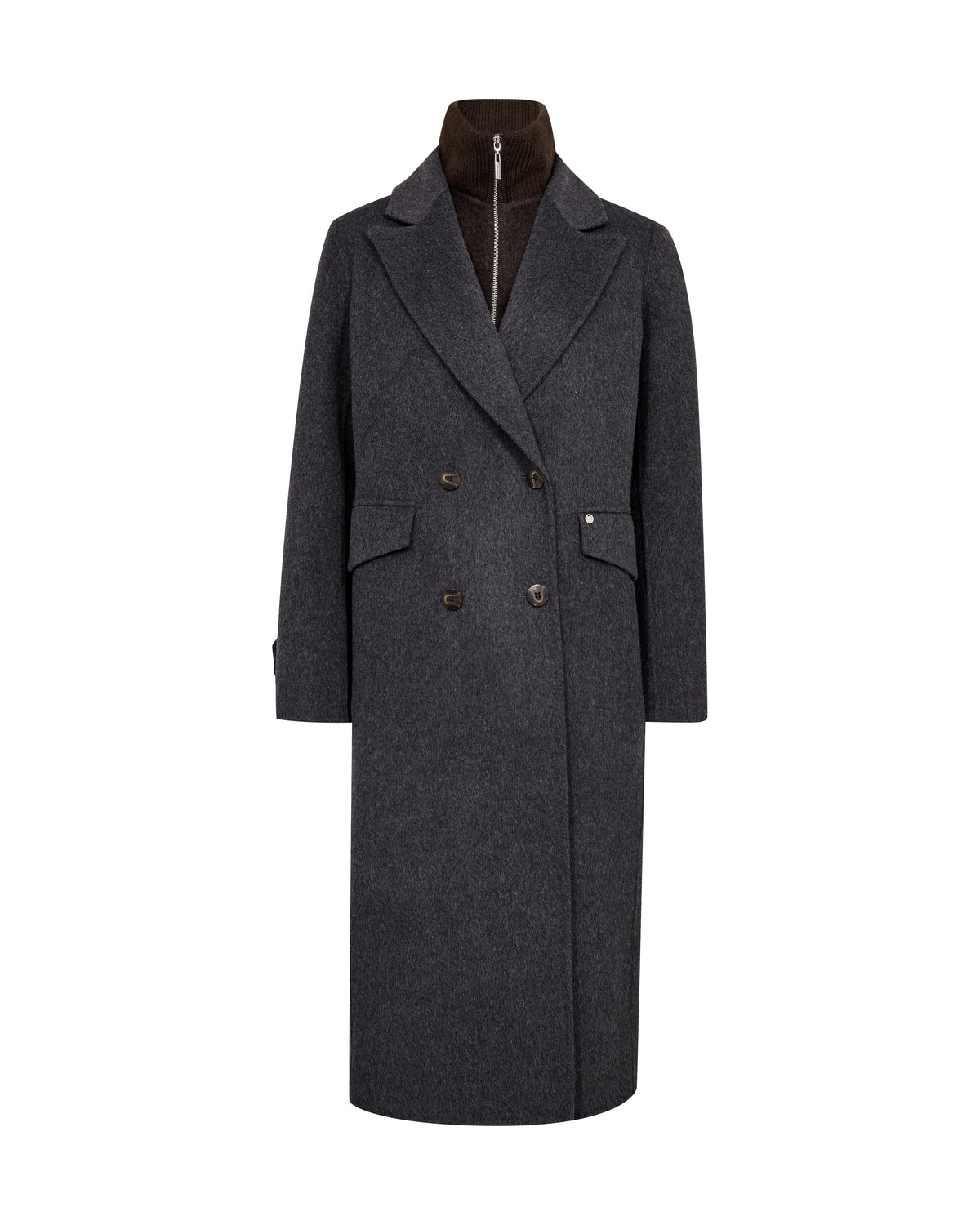 Mos Mosh, Alva Loisa Mock Neck Coat, Antracite