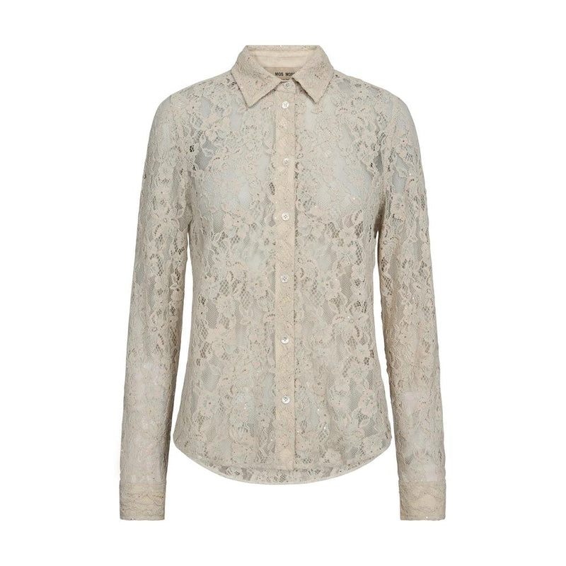 Mos Mosh, Kether Lace Sequin Shirt, Summer Sand-Mos Mosh-Minlillebutik.dk