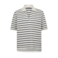 Mos Mosh, Milena SS Stripe Polo Tee, Maritime Blue