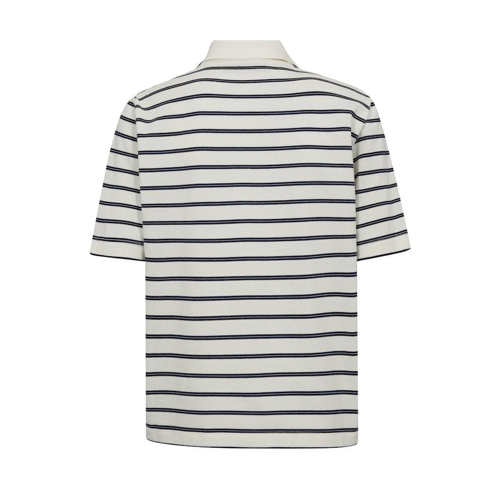 Mos Mosh, Milena SS Stripe Polo Tee, Maritime Blue