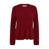 Mos Mosh, thora O-Neck Frill Knit, Rhytmic Red-Mos Mosh-Minlillebutik.dk