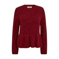 Mos Mosh, thora O-Neck Frill Knit, Rhytmic Red-Mos Mosh-Minlillebutik.dk