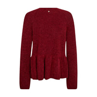 Mos Mosh, thora O-Neck Frill Knit, Rhytmic Red-Mos Mosh-Minlillebutik.dk