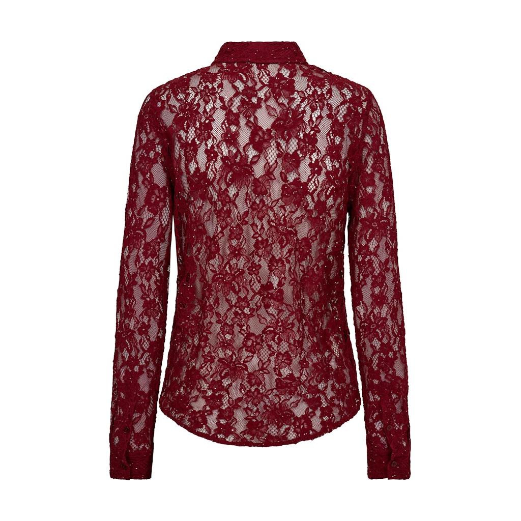 Mos Mosh, Kether Lace Sequin Shirt, Biking Red-Mos Mosh-Minlillebutik.dk