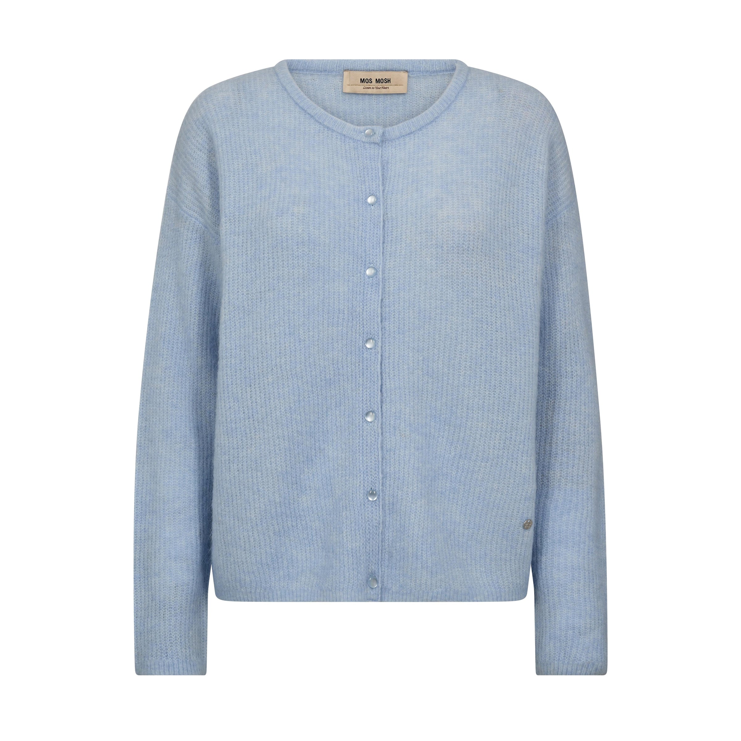 Mos Mosh, MMAlmine Knit Cardigan, Cashmere Blue-Mos Mosh-Minlillebutik.dk