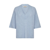 Mos Mosh, Taci 3/4 Neck-Knit, Cashmere Blue-Mos Mosh-Minlillebutik.dk