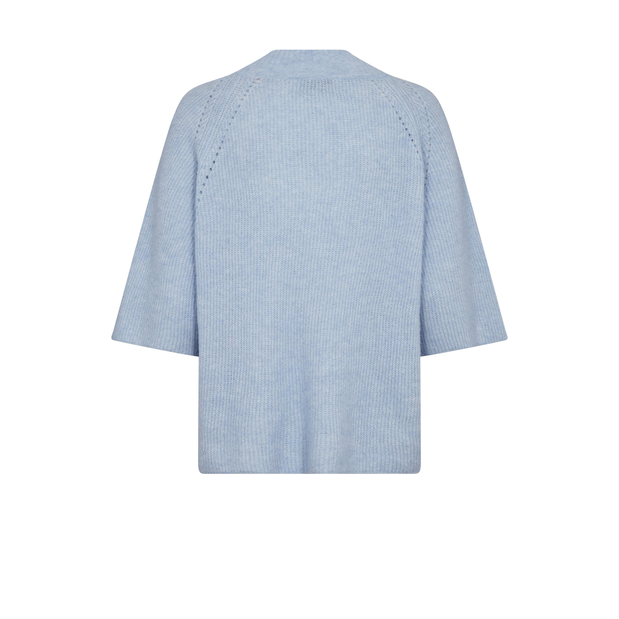 Mos Mosh, Taci 3/4 Neck-Knit, Cashmere Blue-Mos Mosh-Minlillebutik.dk