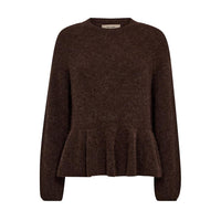 Mos Mosh, thora O-Neck Frill Knit, Bracken-Mos Mosh-Minlillebutik.dk