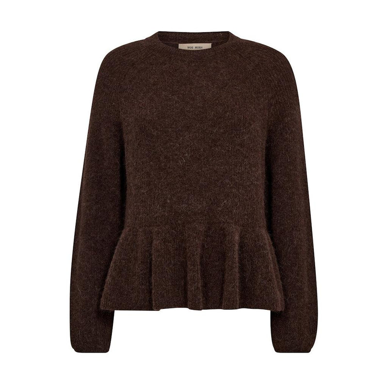 Mos Mosh, thora O-Neck Frill Knit, Bracken-Mos Mosh-Minlillebutik.dk