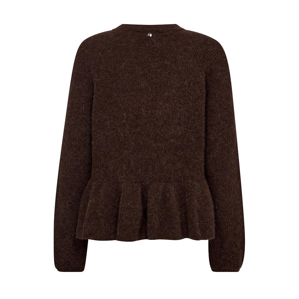 Mos Mosh, thora O-Neck Frill Knit, Bracken-Mos Mosh-Minlillebutik.dk