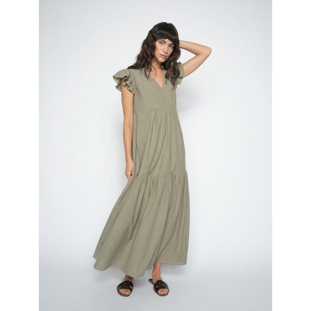 Mos Mosh, MMWaldy Izha Dress, Burnt Olive-Mos Mosh-Minlillebutik.dk