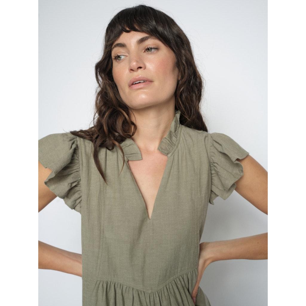 Mos Mosh, MMWaldy Izha Dress, Burnt Olive-Mos Mosh-Minlillebutik.dk