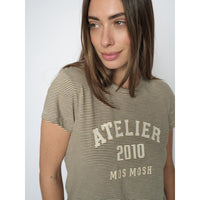 Mos Mosh, MMCamp O-SS Stripe Tee, Burnt Olive-Mos Mosh-Minlillebutik.dk