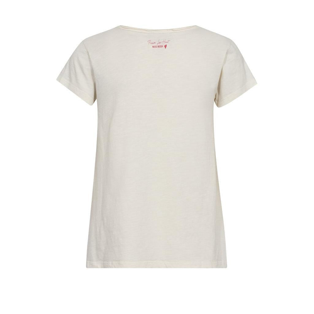 Mos Mosh, Tulli V-SS Basic Tee, Ecru-Mos Mosh-Minlillebutik.dk