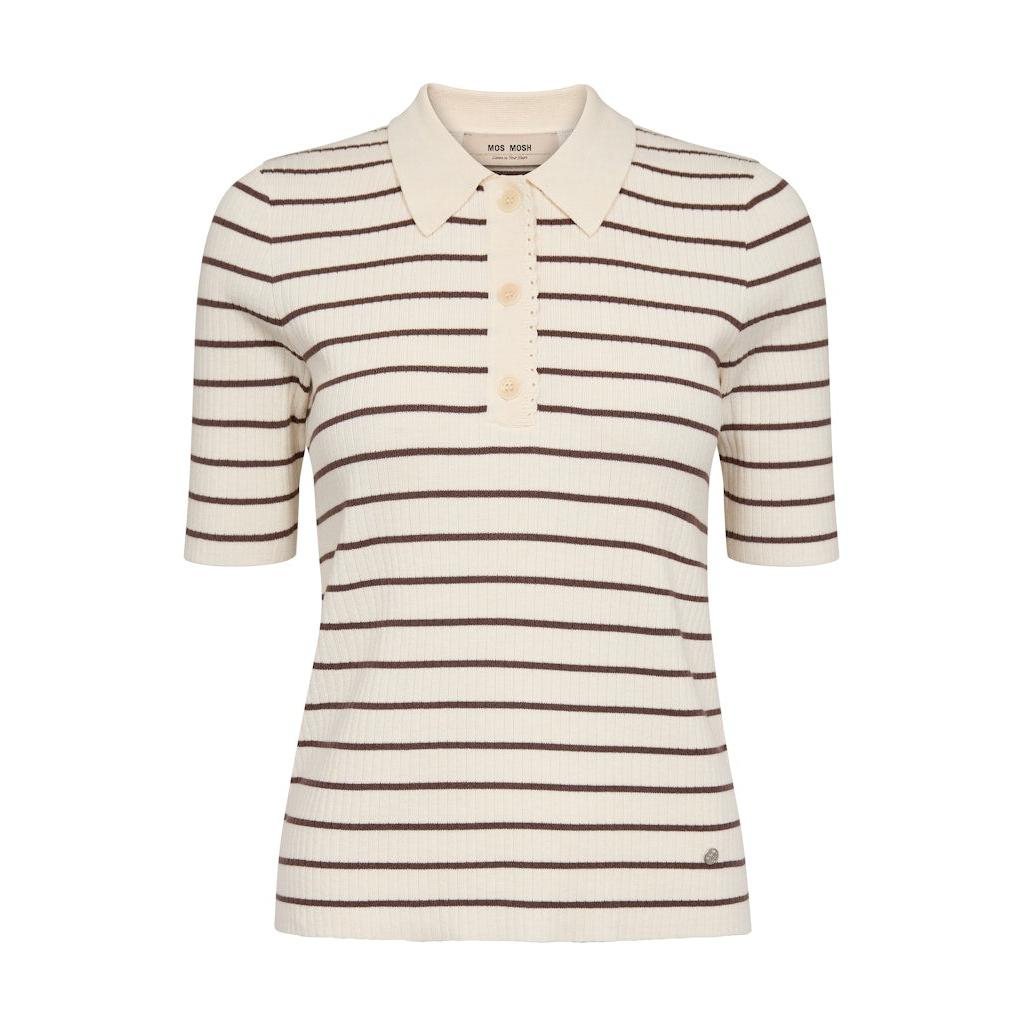 Mos Mosh, Caliz Stripe SS Knit, Coffee Quartz-Mos Mosh-Minlillebutik.dk