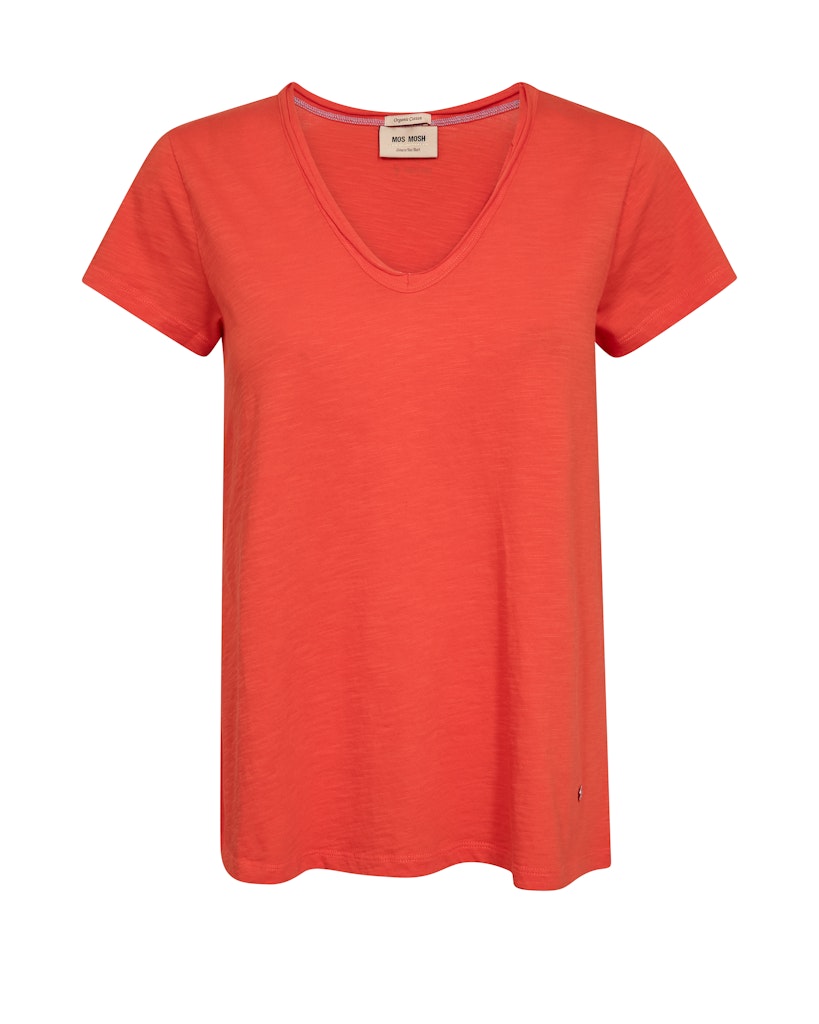 Mos Mosh, Tulli V-SS Basic Tee, Spicy Orange