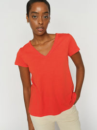 Mos Mosh, Tulli V-SS Basic Tee, Spicy Orange