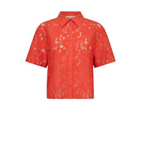 Mos Mosh, Lia River SS Lace Shirt, Spicy Orange-Mos Mosh-Minlillebutik.dk
