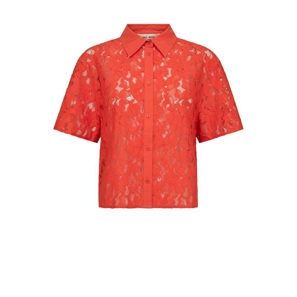 Mos Mosh, Lia River SS Lace Shirt, Spicy Orange-Mos Mosh-Minlillebutik.dk