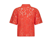 Mos Mosh, Lia River SS Lace Shirt, Spicy Orange-Mos Mosh-Minlillebutik.dk