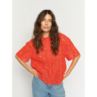 Mos Mosh, Lia River SS Lace Shirt, Spicy Orange-Mos Mosh-Minlillebutik.dk