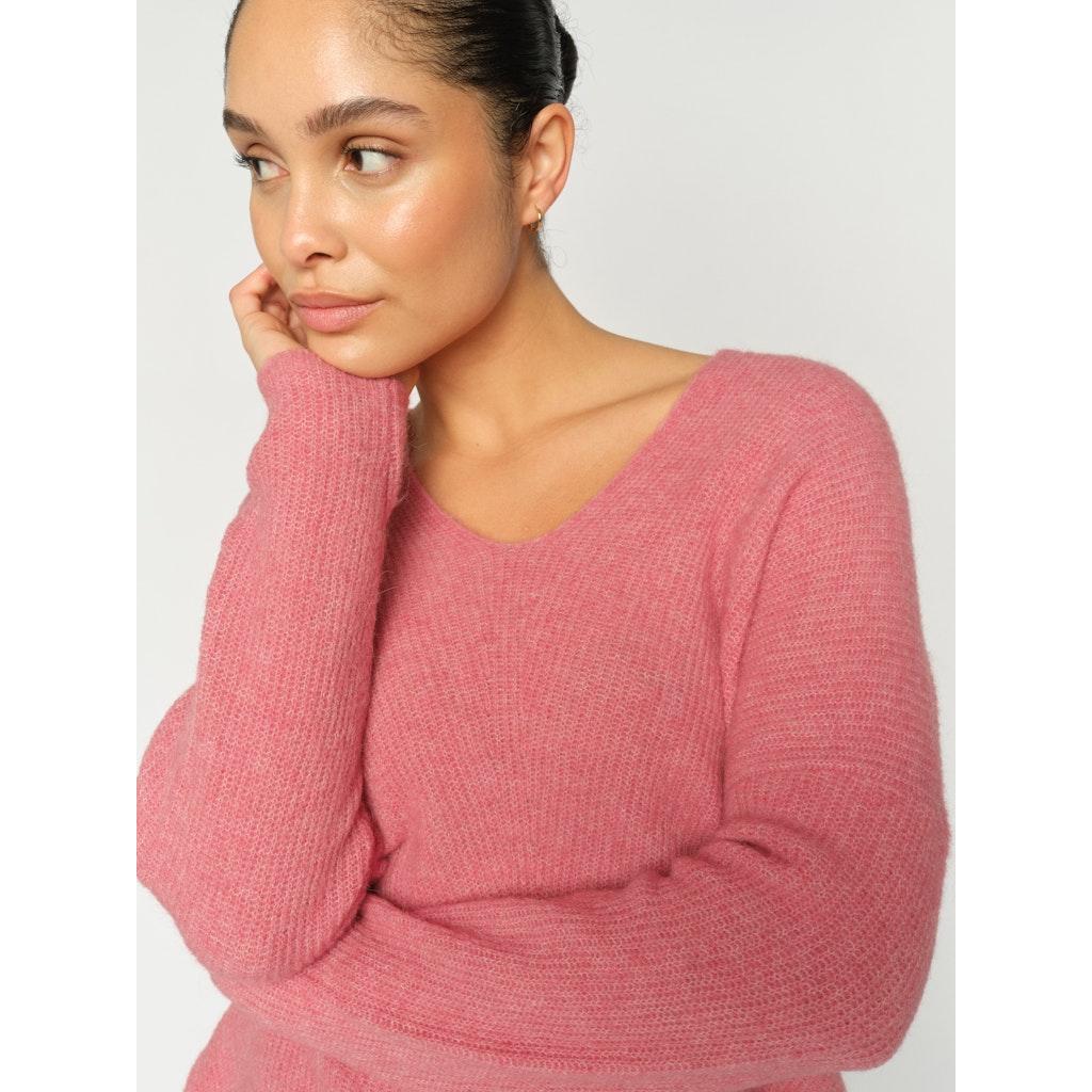 Mos Mosh, Thora V-Neck Knit, Dusty Rose