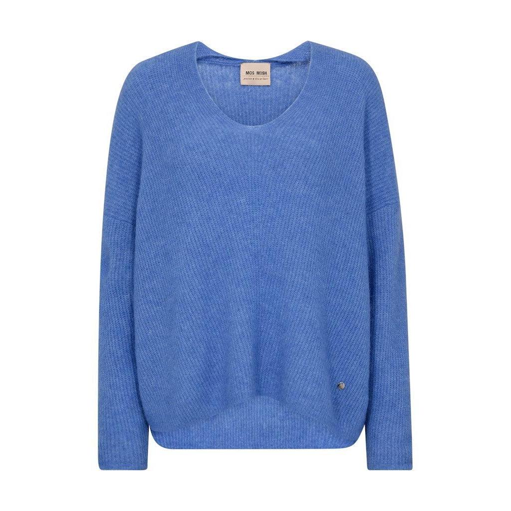 Mos Mosh, Thora V-Neck Knit, Ultramarine