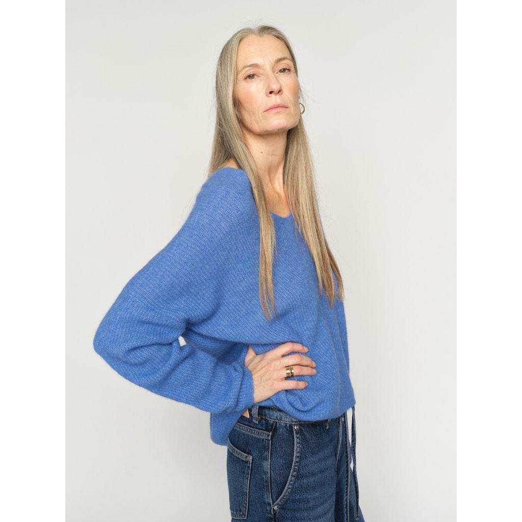 Mos Mosh, Thora V-Neck Knit, Ultramarine