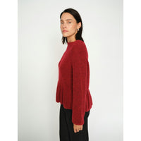 Mos Mosh, thora O-Neck Frill Knit, Rhytmic Red-Mos Mosh-Minlillebutik.dk