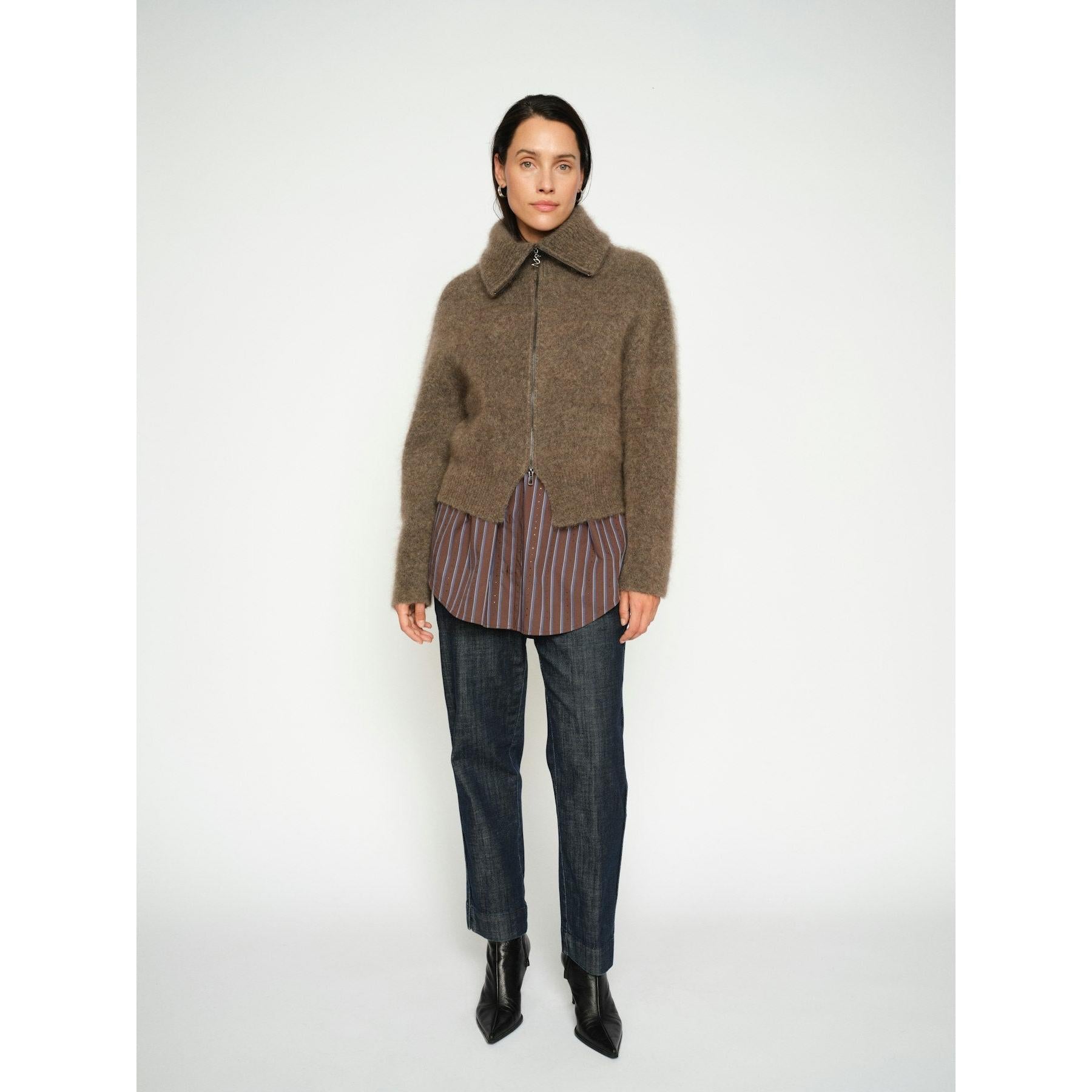 Mos Mosh, Hulda Knit Zip Cardigan, Bracken-Mos Mosh-Minlillebutik.dk