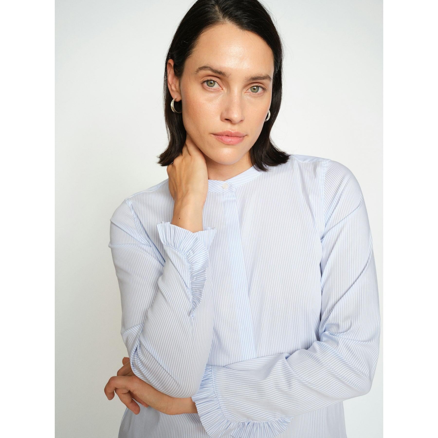 Mos Mosh, Mattie Stripe Shirt, Light Blue-Mos Mosh-Minlillebutik.dk