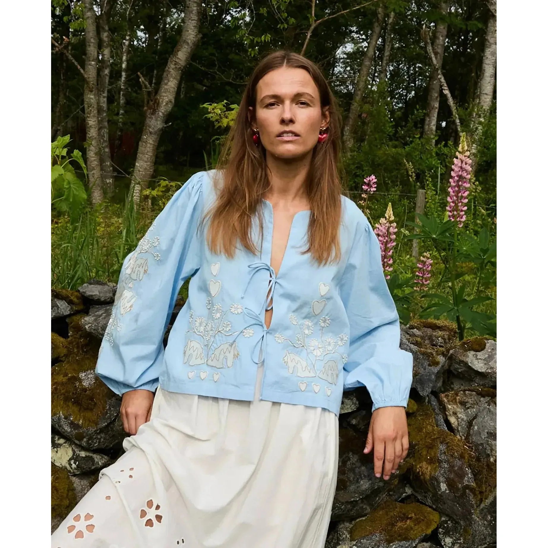 Sissel Edelbo, Maggan Top, Organic Cotton Light Blue-Sissel Edelbo-Minlillebutik.dk