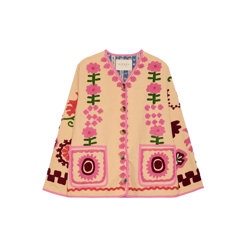 Sissel Edelbo, Maggie Jacket, Suzani Embroidery Peach, Onesize-Sissel Edelbo-Minlillebutik.dk