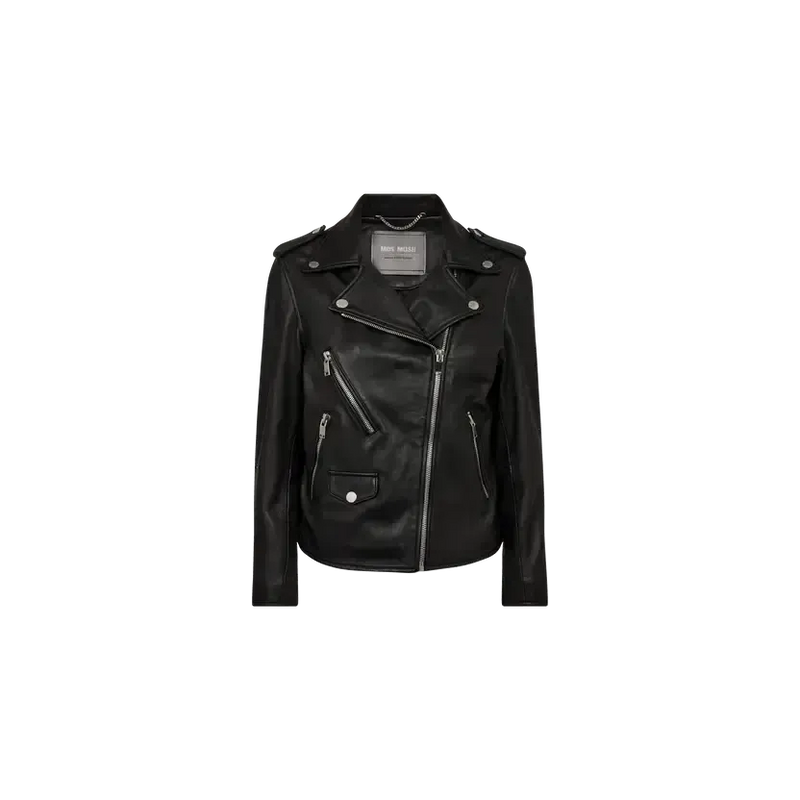 Mos Mosh, MMMitchel Mol Leather Jacket, Black-Mos Mosh-Minlillebutik.dk