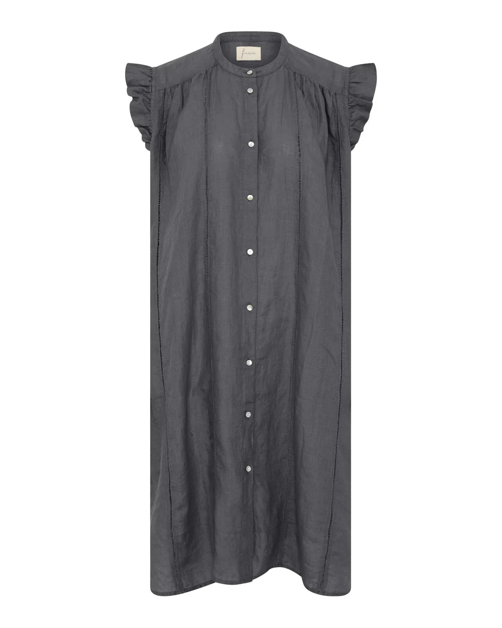 Frau, Napoli Pure Linen Deco Knee Dress, Beluga