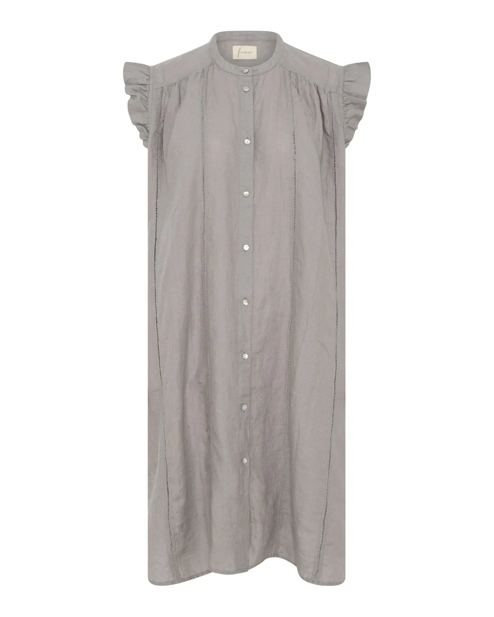 Frau, Napoli Pure Linen Deco Knee Dress, Dove