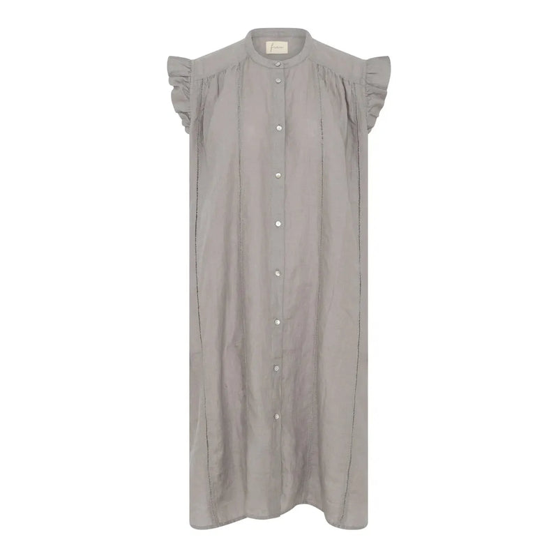 Frau, Napoli Pure Linen Deco Knee Dress, Dove-Frau-Minlillebutik.dk