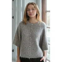 Neo Noir, Amaya Fluffy knit Cardigan, Beige Melange-Neo Noir-Minlillebutik.dk