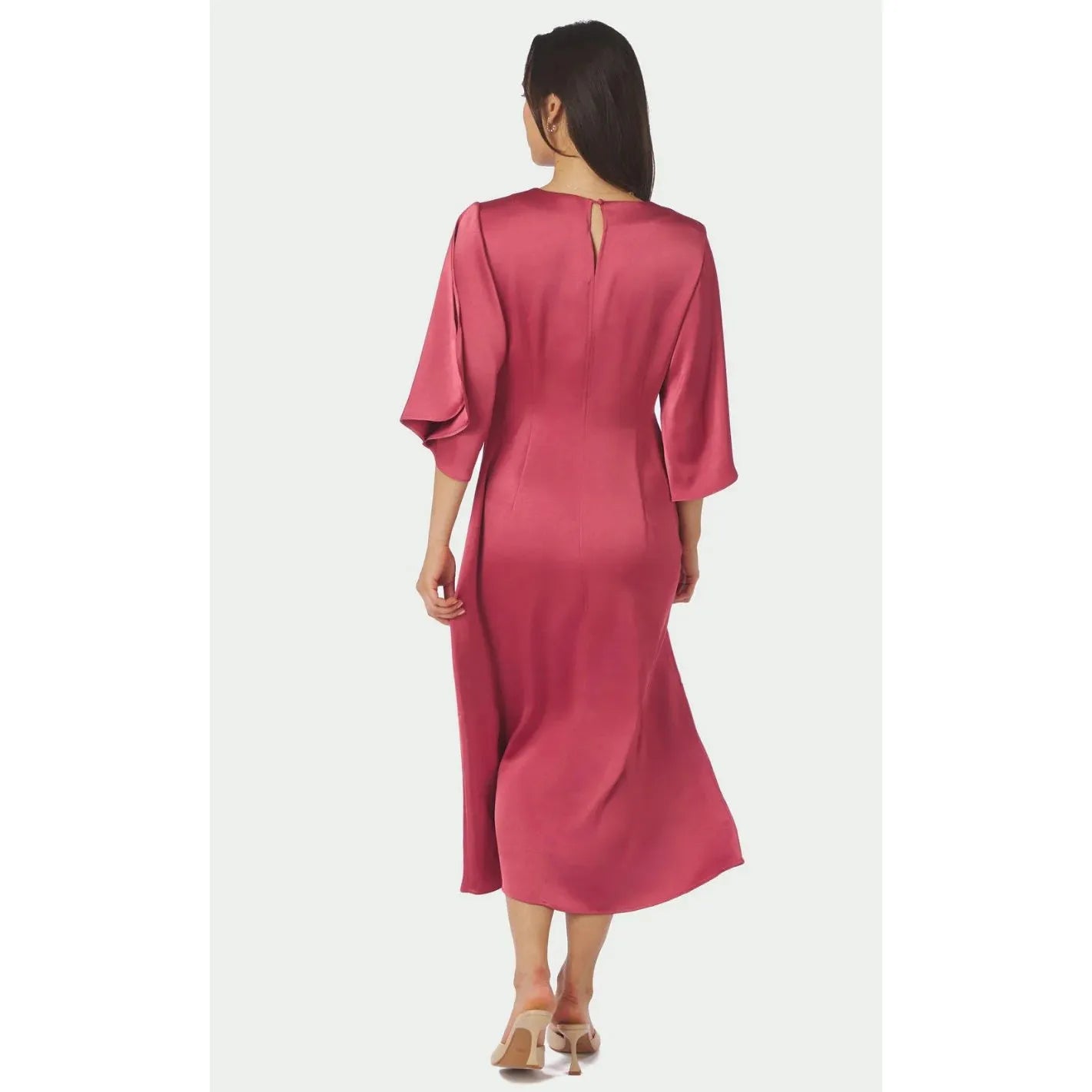 Neo Noir, Remara Heavy Sateen Dress, Cherry Pink