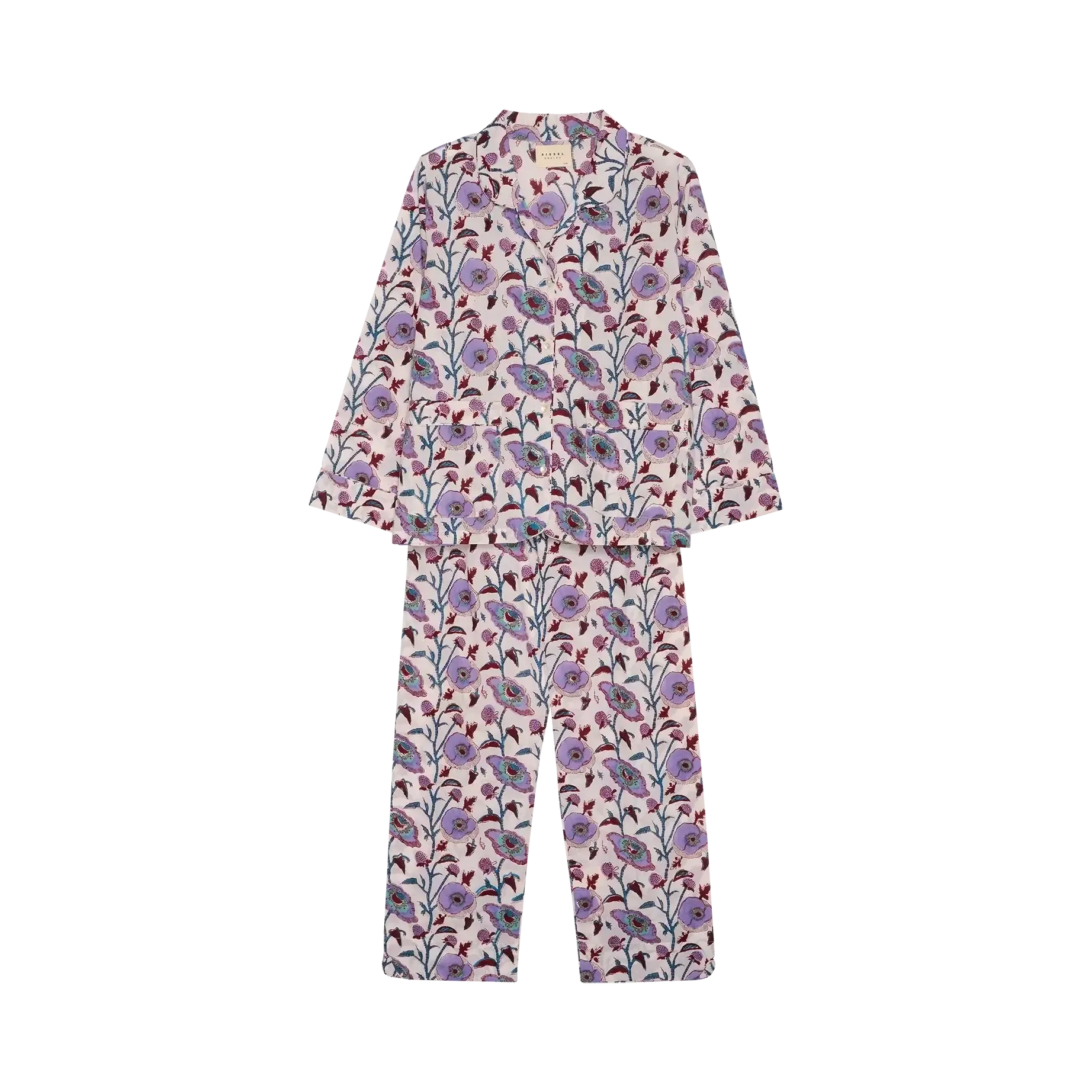 Sissel Edelbo, Nuit Pyjamas Set, Organic Cotton Purple Flower-Sissel Edelbo-Minlillebutik.dk