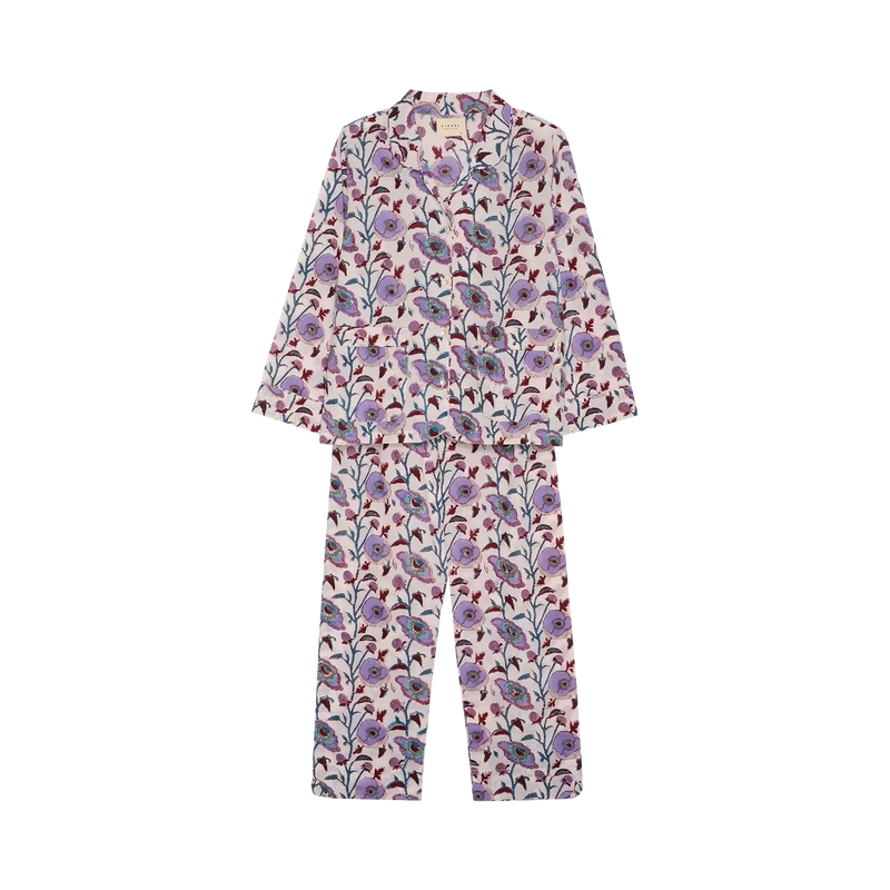 Sissel Edelbo, Nuit Pyjamas Set, Organic Cotton Purple Flower-Sissel Edelbo-Minlillebutik.dk