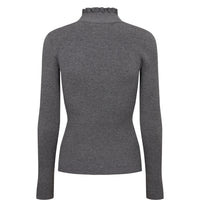 Nümph, Nusidanu highneck pullover wo frill, Medium grey mel