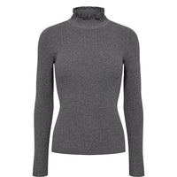 Nümph, Nusidanu highneck pullover wo frill, Medium grey mel