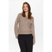 Nümph, Nuzindi V-Neck Pullover, Fossil Melange