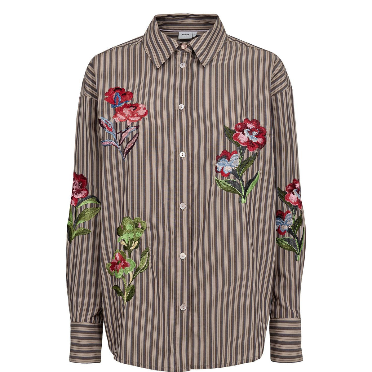 Nümph, Nukacey Embrodery Shirt, Deep Taupe-Nümph-Minlillebutik.dk