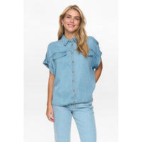 Nümph, Nuelida Sleeveless Shirt, Light Blue Denim-Nümph-Minlillebutik.dk