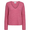 Nümph, Nuriette Rib V-Neck Pullover, Pink Cosmos