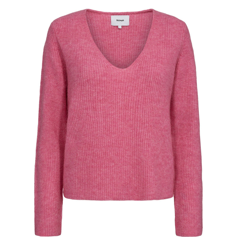 Nümph, Nuriette Rib V-Neck Pullover, Pink Cosmos